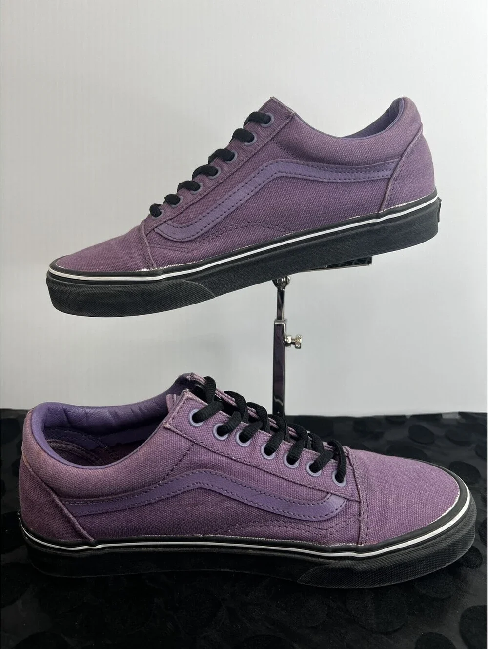 Vans Old Skool Washed Purple Canvas Black Sole Shoes Men's 9 Women's 10.5